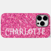 ピンクのきらめくグリッターパターン Case-Mate iPhoneケース (裏面 (横))