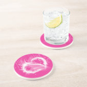 ピンクのきらめくハートのコースター コースター (側面)