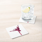 ピンクのきらめくバレリーナ スクエアペーパーコースター (インサイチュ)