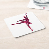 ピンクのきらめくバレリーナ スクエアペーパーコースター (アングル)