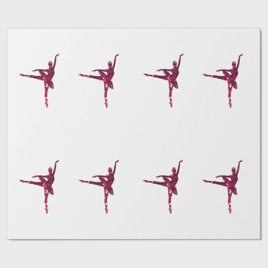 ピンクのきらめくバレリーナ ラッピングペーパー (フラット)