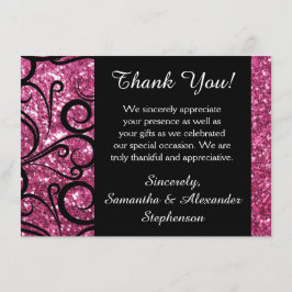 ピンクのきらめく渦巻はメッセージカード感謝していしています サンキューカード