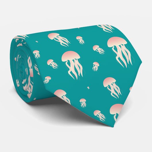 ピンクのくらげ-タイ ネクタイ (ロール)