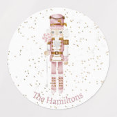 ピンクのくるみクラッカーバレエのクリスマスステッカーラベル ラベル (デザイン1)