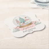 ピンクのくるみ割りクリスマスベビーシャワー ペーパーコースター (アングル)