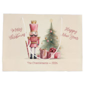 ピンクのくるみ割りクリスマス ラージペーパーバッグ (裏面)