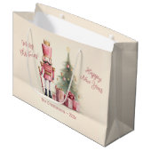 ピンクのくるみ割りクリスマス ラージペーパーバッグ (正面アングル)
