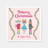 ピンクのくるみ割りバレークリスマス スタンダードカクテルナプキン (正面)