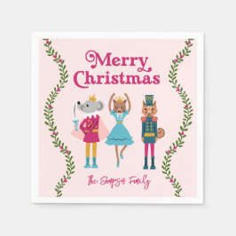 ピンクのくるみ割りバレークリスマス スタンダードカクテルナプキン