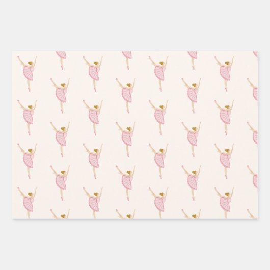 ピンクのくるみ割りバレークリスマス ラッピングペーパーシート (正面2)