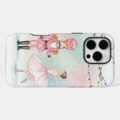 ピンクのくるみ割り人形とバレリーナ クリスマス iPhoneケース (裏面横)