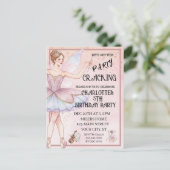 ピンクのくるみ割り人形のクリスマスバレエ誕生日パーティー ポストカード (スタンド正面)