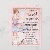 ピンクのくるみ割り人形のクリスマスバレエ誕生日パーティー ポストカード (正面/裏面)