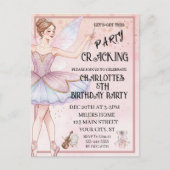 ピンクのくるみ割り人形のクリスマスバレエ誕生日パーティー ポストカード (正面)