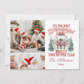 ピンクのくるみ割り人形のクリスマス2枚の写真の不思議な世界 シーズンカード (正面)