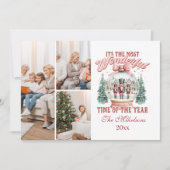 ピンクのくるみ割り人形のクリスマス3枚の写真の不思議な世界 シーズンカード (正面)