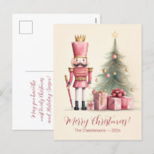 ピンクのくるみ割り人形のクリスマス ポストカード