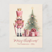 ピンクのくるみ割り人形のクリスマス ポストカード (正面)