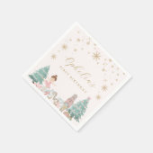 ピンクのくるみ割り人形のバレエの誕生日ナプキン スタンダードカクテルナプキン (角)