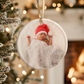 ピンクのくるみ割り人形のファーストクリスマス セラミックオーナメント