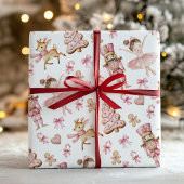 ピンクのくるみ割り人形の子供クリスマス包装紙 ラッピングペーパー
