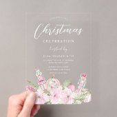 ピンクのくるみ割り人形の花柄 オフィスクリスマスパーティー アクリル招待状 (インサイチュ (ポータブル))