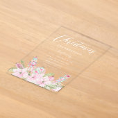 ピンクのくるみ割り人形の花柄 オフィスクリスマスパーティー アクリル招待状 (レイダウン)