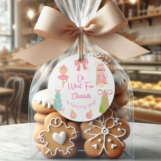 ピンクのくるみ割り人形の誕生日おめでとう ラウンドシール
