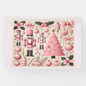 ピンクのくるみ割り人形クリスマスツリー 横断幕 (横)