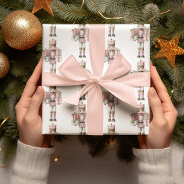 ピンクのくるみ割り人形クリスマス包装紙 ラッピングペーパーシート