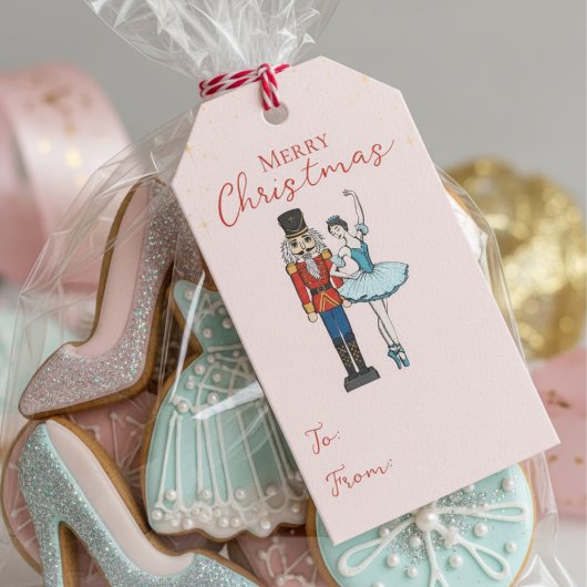ピンクのくるみ割り人形バレエ クリスマスギフトタグ ギフトタグ