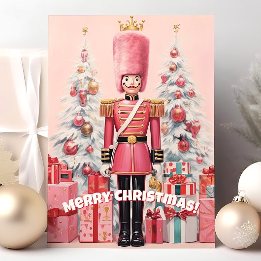 ピンクのくるみ割り人形 メリークリスマス シーズンカード