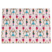 ピンクのくるみ割り動物のパターン ラージペーパーバッグ (正面)