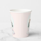 ピンクのくるみ割り雪の球体 紙コップ (右)