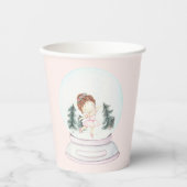 ピンクのくるみ割り雪の球体 紙コップ (正面)