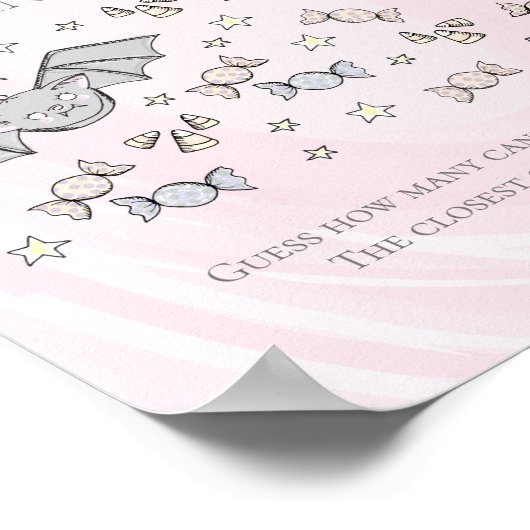 ピンクのこうもりは、キャンディーの赤ちゃんシャワーのゲームの数を推測 ポスター (角)