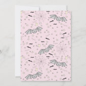 ピンクのこうもり不気味かわいい赤ちゃんシャワー 招待状 (裏面)