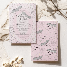 ピンクのこうもり不気味かわいい赤ちゃんシャワー 招待状