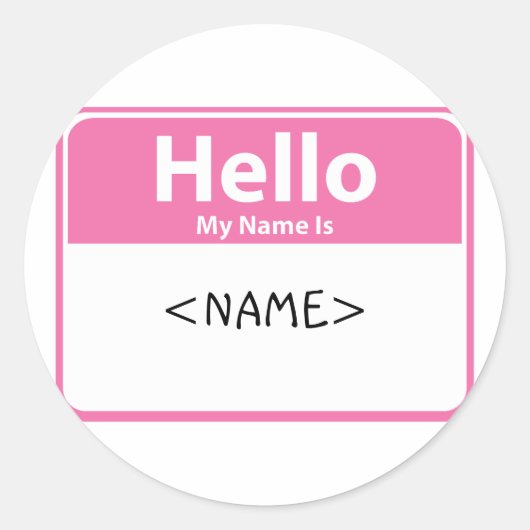 ピンクのこんにちは私の名前は、（） ラウンドシール (正面)