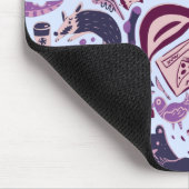 ピンクのごみ食べ動物のジャンクフードパターン マウスパッド (コーナー)