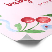 ピンクのさくらんぼお洒落レトロベビーシャワーウェルカム ポスター (角)