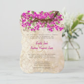 ピンクのさくらんぼお茶の汚れ結婚式の招待 招待状 (スタンド正面)