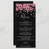 ピンクのさくらんぼがブラックウェディングレセプションで咲く メニュー (正面/裏面)