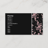 ピンクのさくらんぼがブラックプロファイルカードに咲く 名刺 (正面)