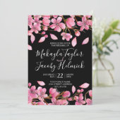 ピンクのさくらんぼがブラック結婚ズに咲く 招待状 (スタンド正面)