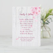 ピンクのさくらんぼが木の上に咲結婚く 招待状 (スタンド正面)