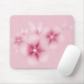 ピンクのさくらんぼが点在する マウスパッド (マウス)
