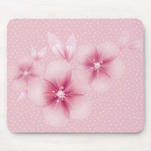 ピンクのさくらんぼが点在する マウスパッド (正面)