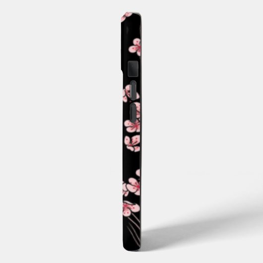 ピンクのさくらんぼが黒いマウスパッドに咲く Case-Mate iPhoneケース (裏面 / 左)