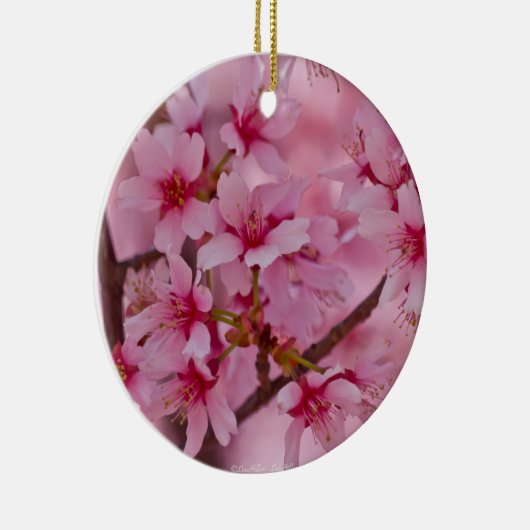 ピンクのさくらんぼに日本の染まる セラミックオーナメント (右)